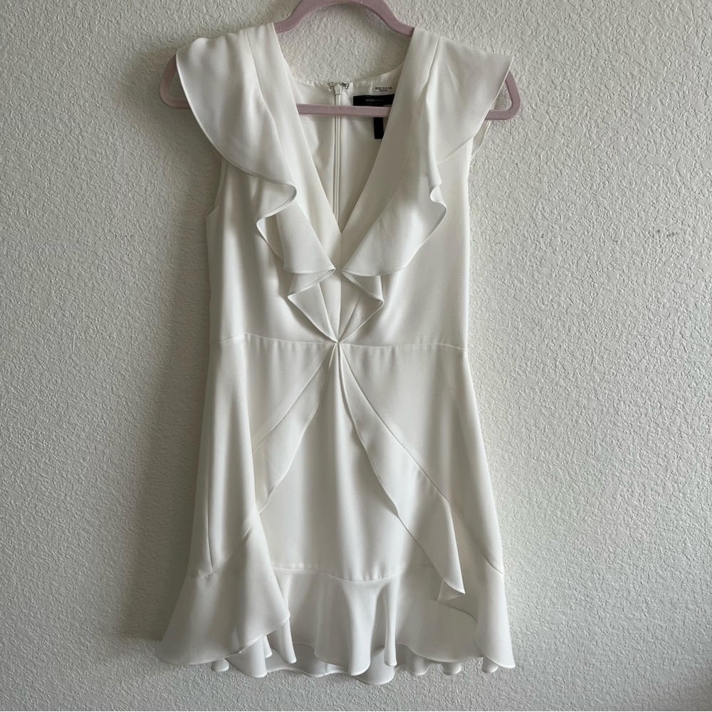 BCBG Tyrah Ruffle Dress White